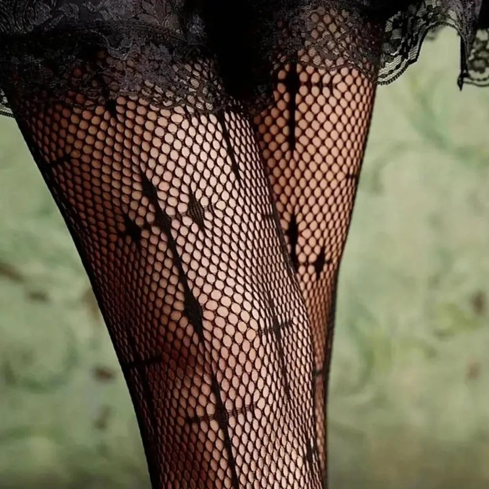 Cross Pattern Fishnet Tights, Hollow Out High‎ Waist Mesh Pantyhose One Size